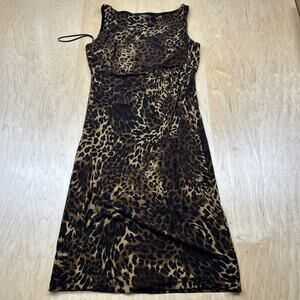 Lauren Ralph Lauren Leopard Print Dress Women’s 8 Sleeveless Stretch Sheath